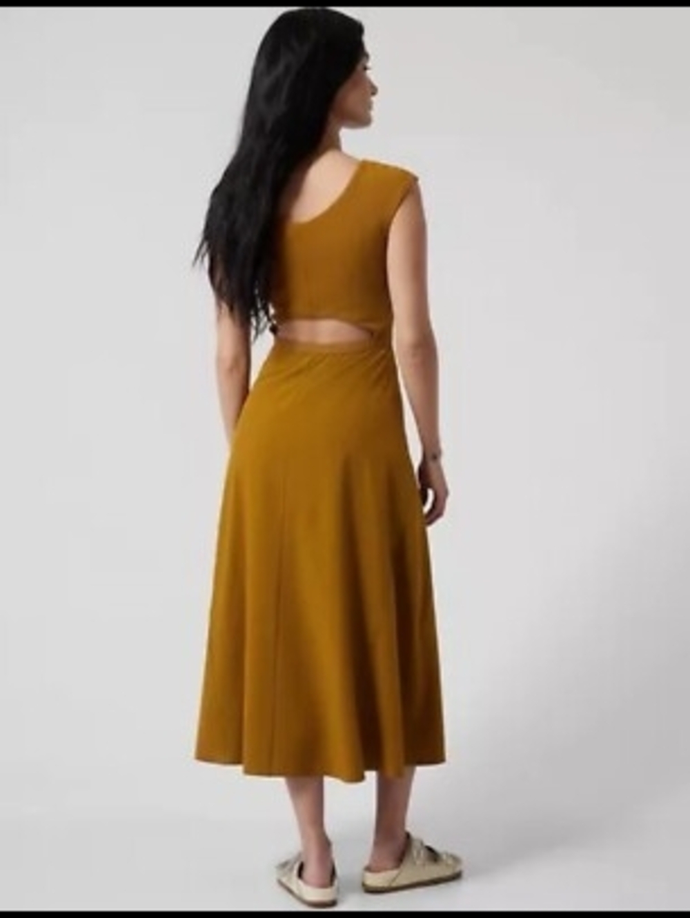 Athleta Ryder Cutout Midi Dress Mustard Women's L